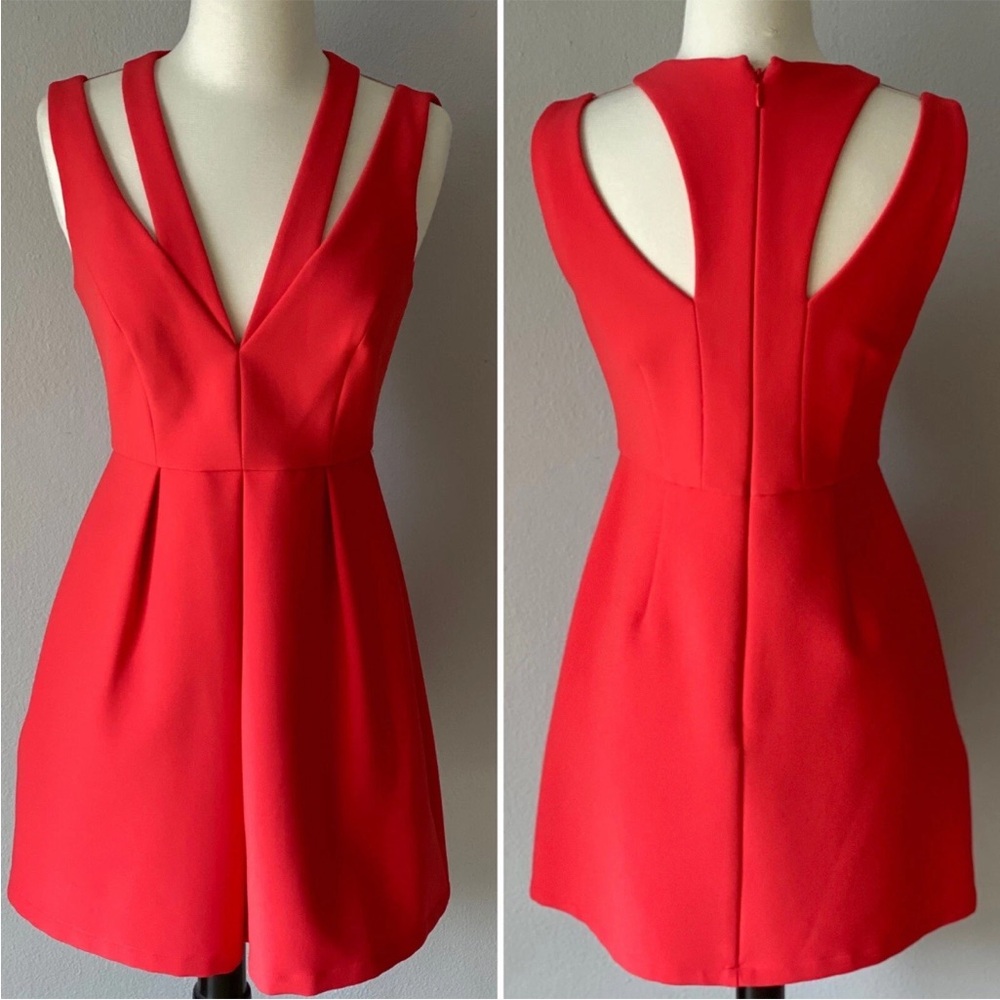BCBGMaxAzria Clayre Poppy Red Mini cut out Dress 2